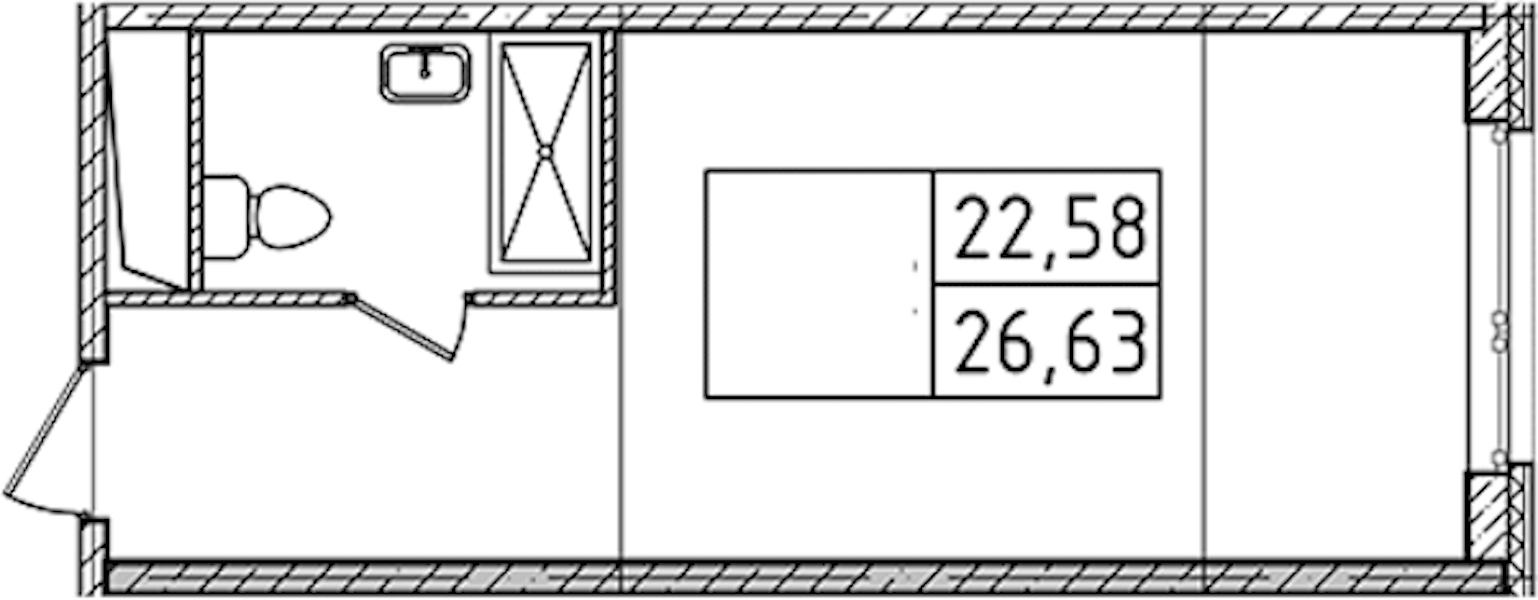 Квартира студия 26.63 м², 14/14 эт., Комплекс апартаментов «Ladozhsky Avenir»